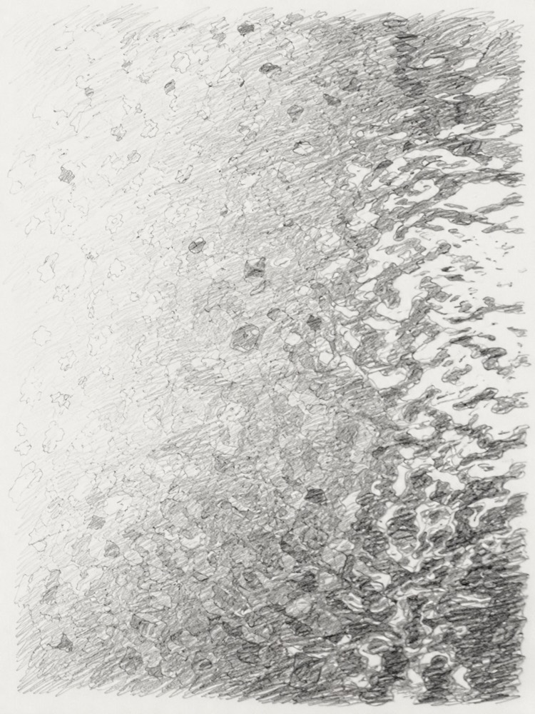 Dessin au crayon de reflets sur l’eau